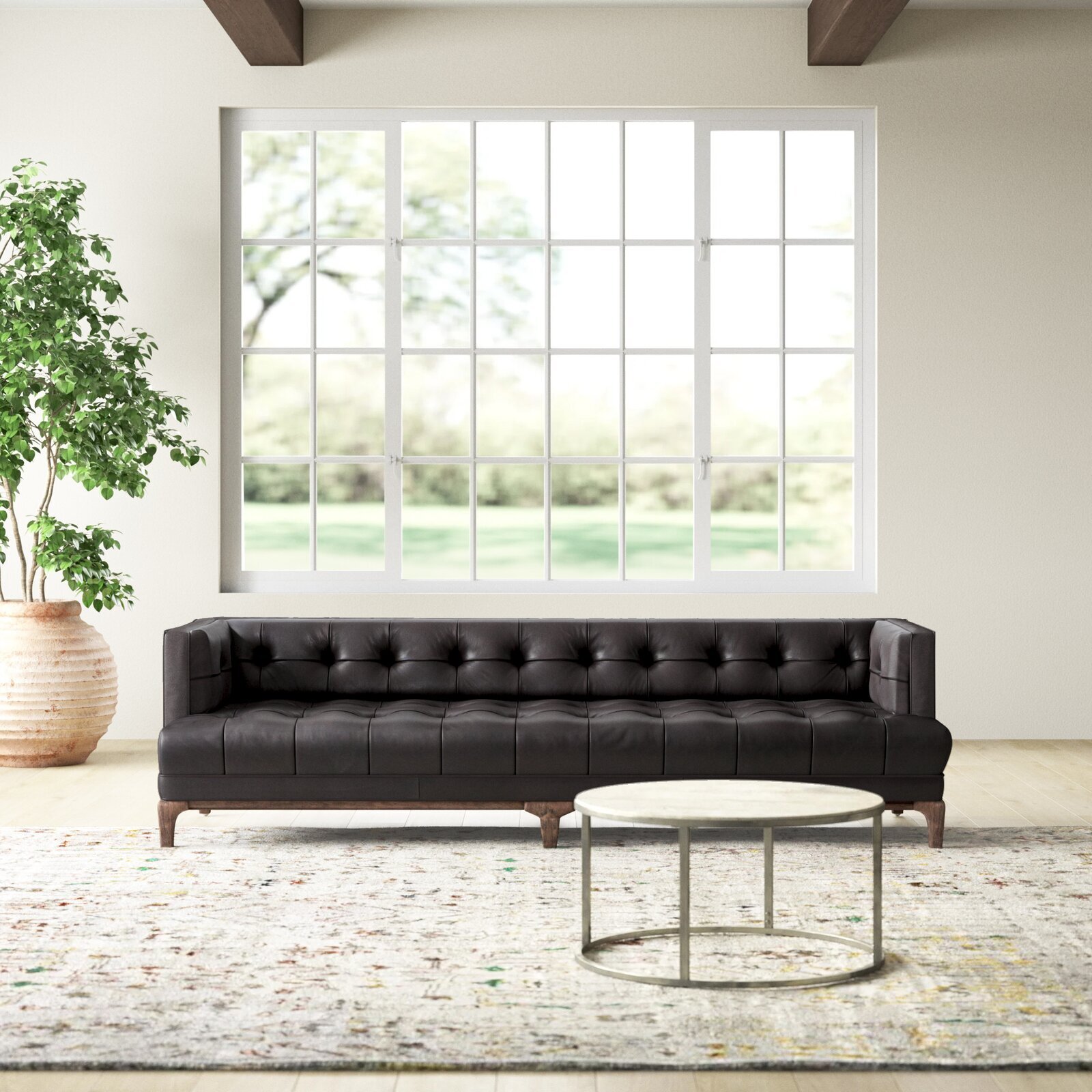 An application scenario or product detail of leather and fabric settee - Image 14
