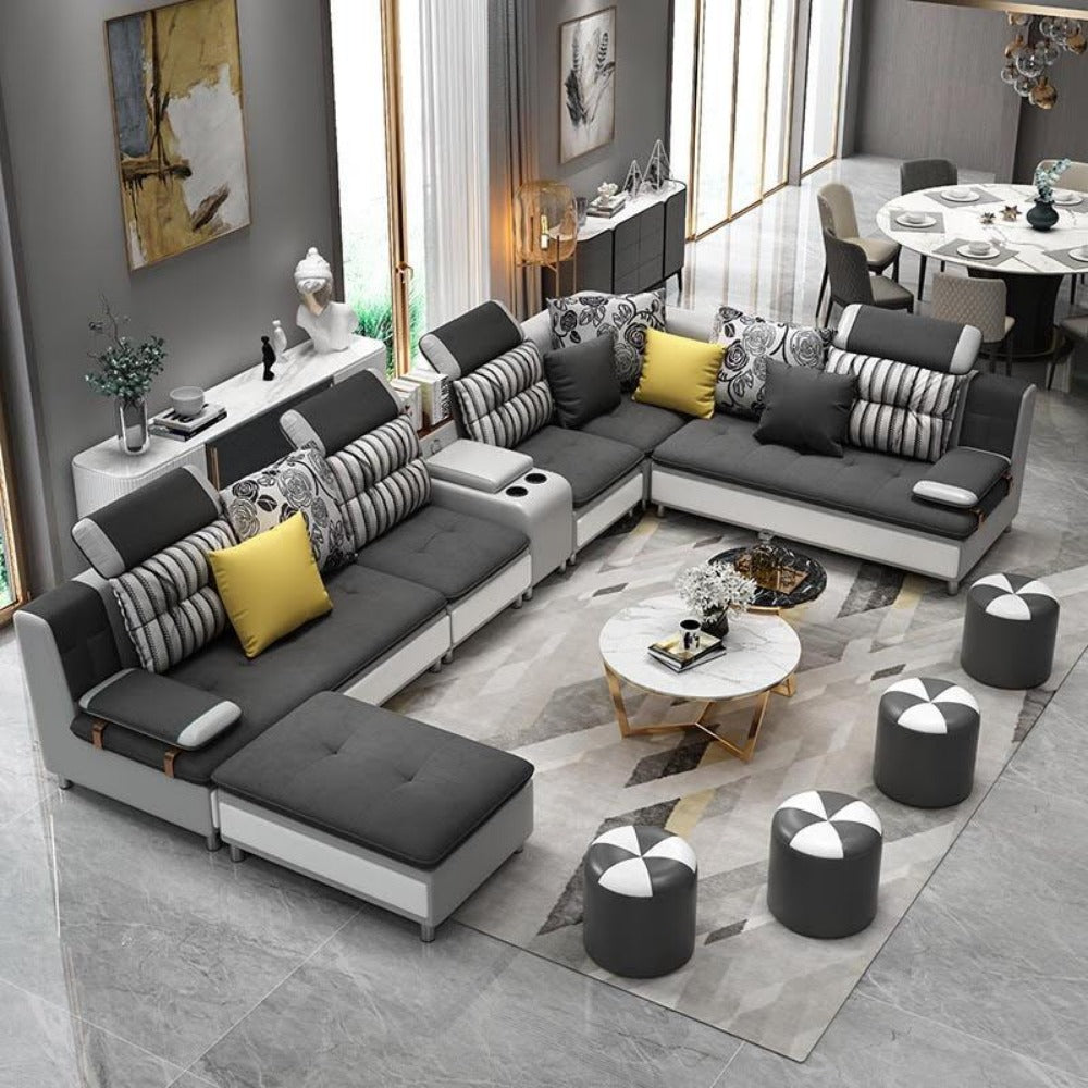 An application scenario or product detail of leather and fabric sofa - Image 15