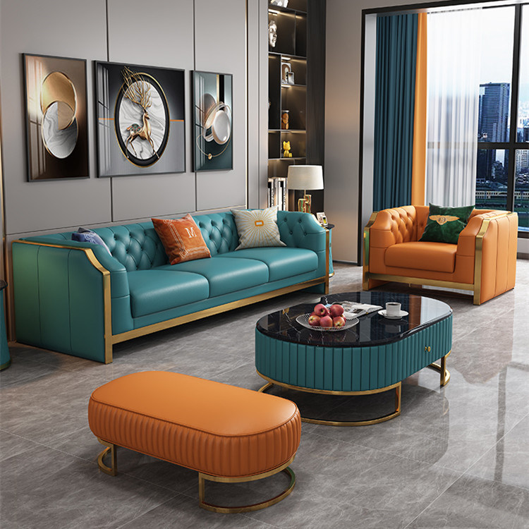 An application scenario or product detail of leather chair with fabric couch - Image 3