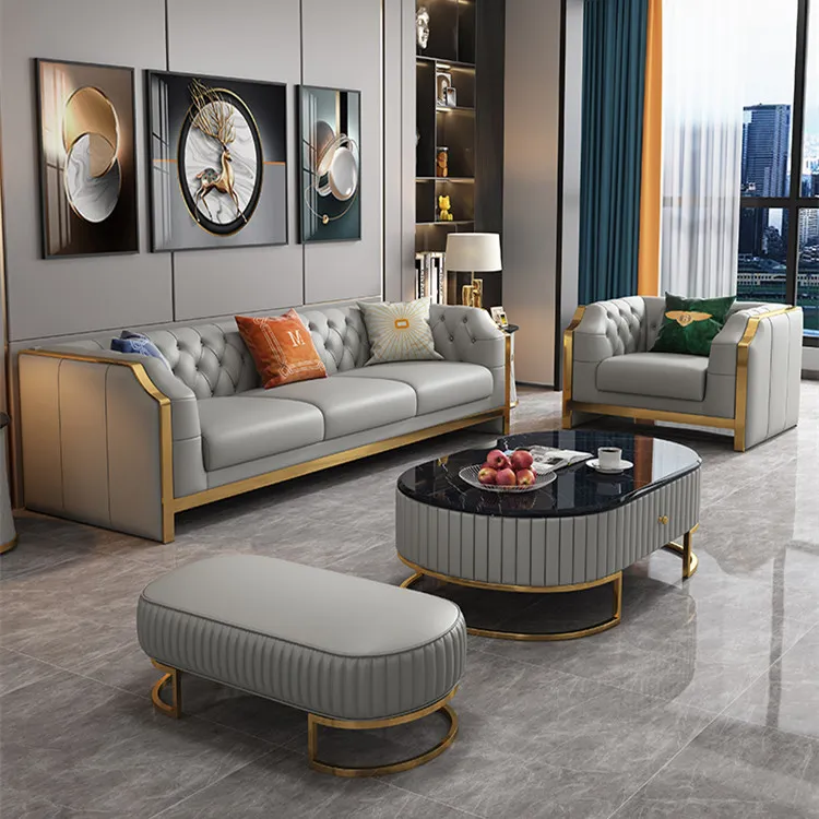 An application scenario or product detail of leather chair with fabric sofa - Image 4