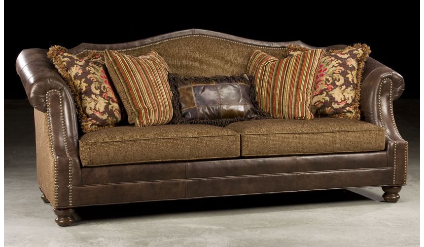 An application scenario or product detail of leather couch with fabric cushions - Image 10