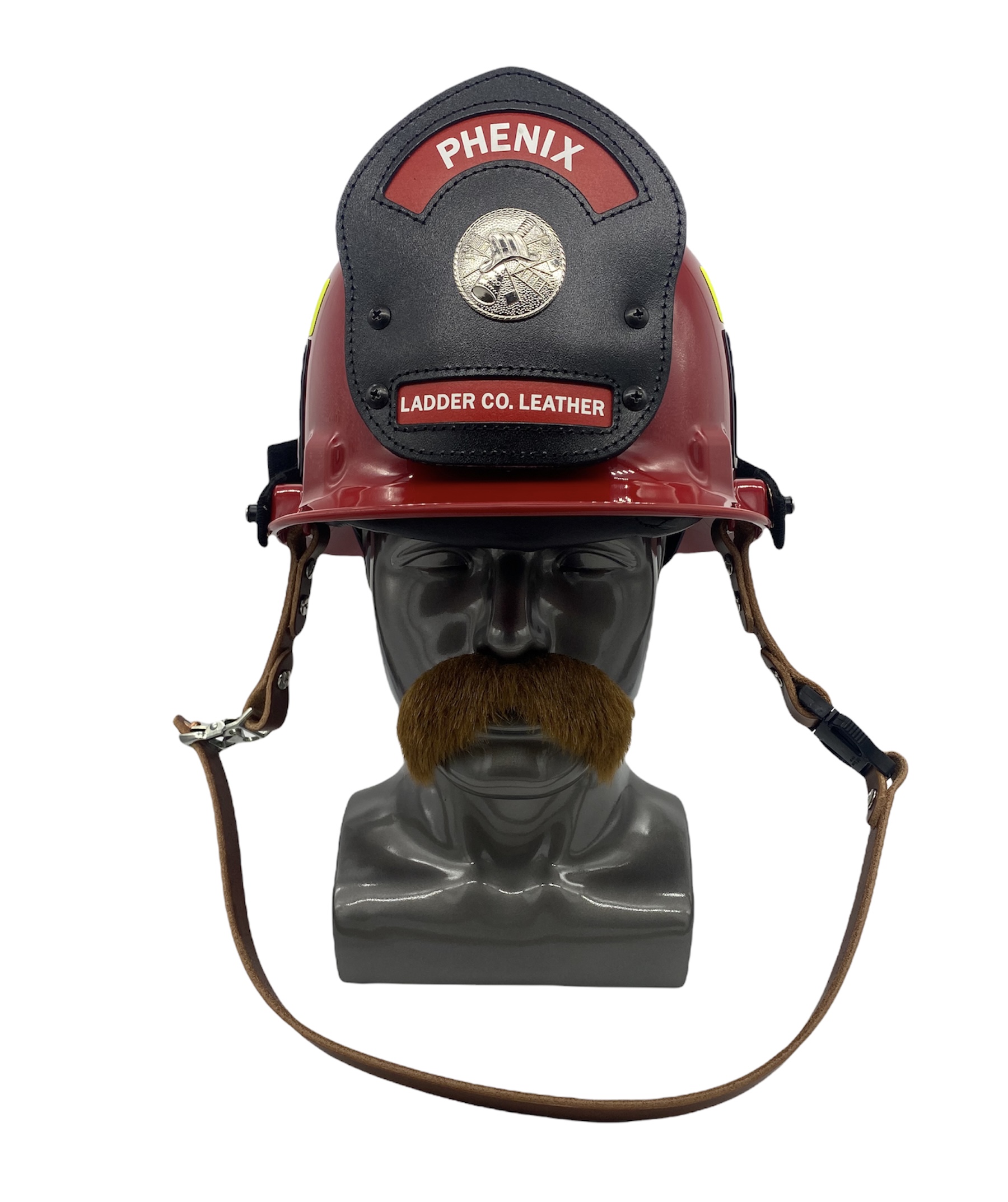 An application scenario or product detail of leather fire helmet chin strap - Image 4