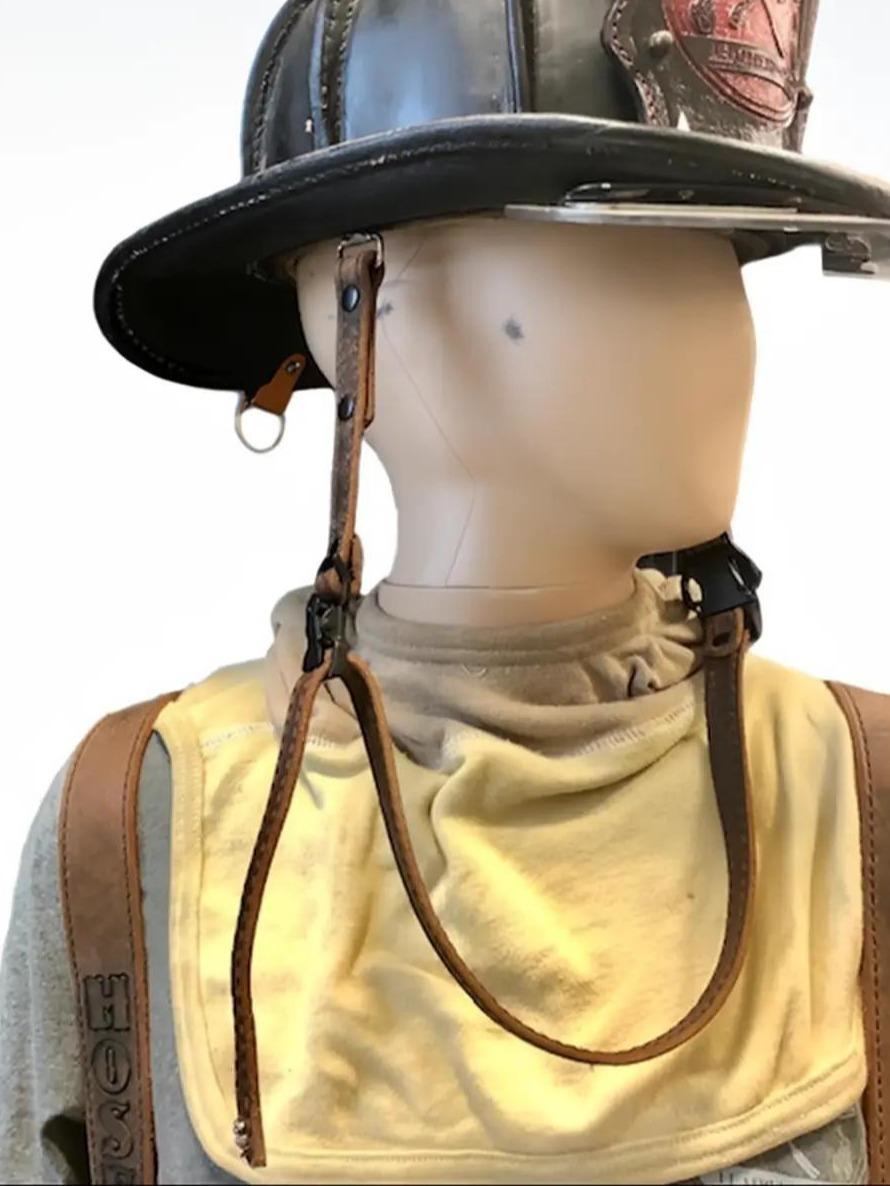 An application scenario or product detail of leather fire helmet chin strap - Image 18