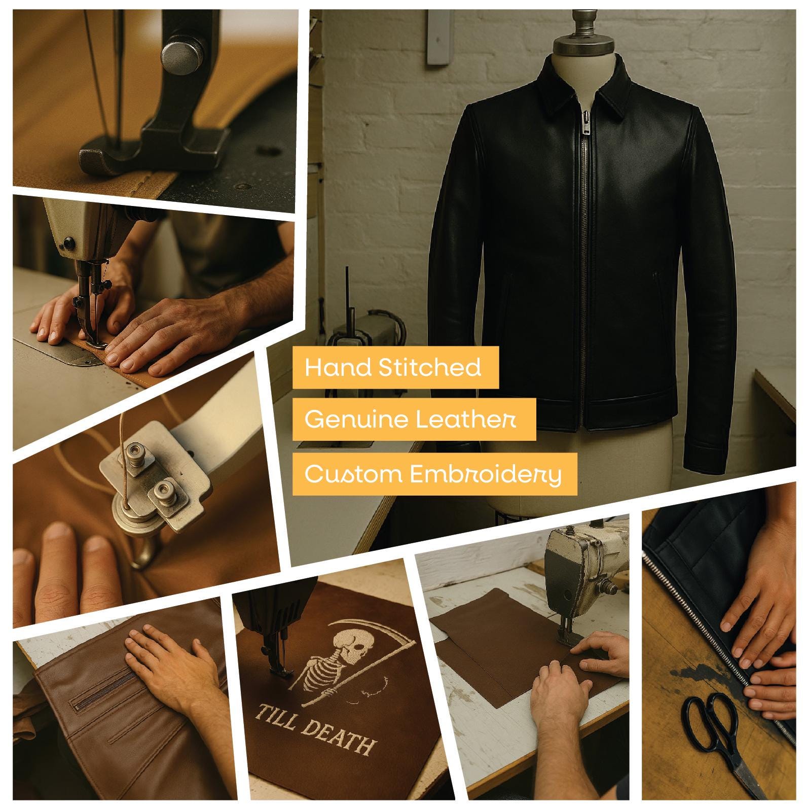 An application scenario or product detail of leather jacket custom embroidery - Image 1