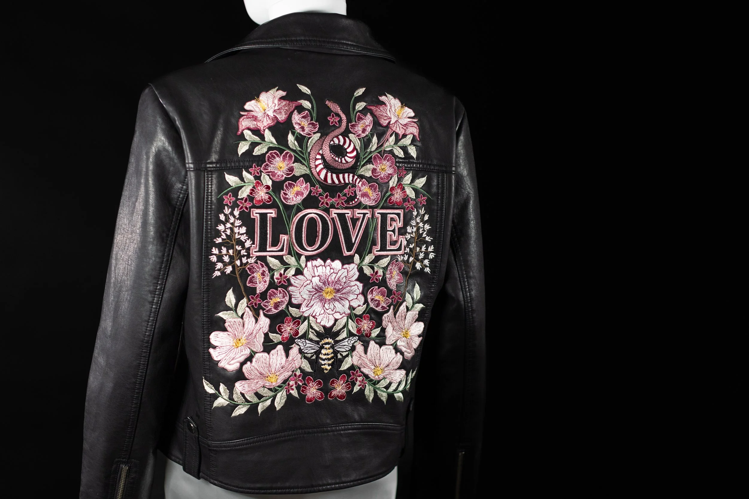 An application scenario or product detail of leather jacket custom embroidery - Image 10