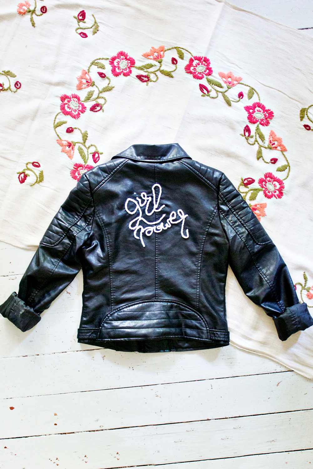 An application scenario or product detail of leather jacket custom embroidery - Image 12