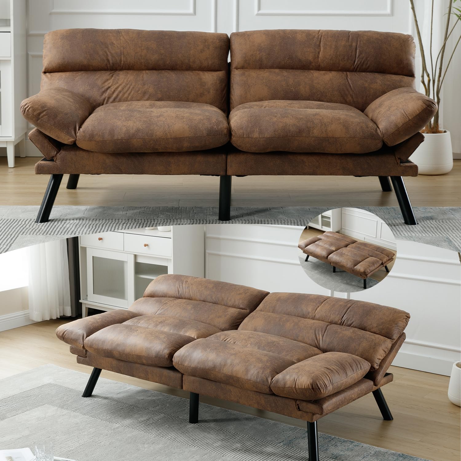 An application scenario or product detail of leather microsuede sofa - Image 12