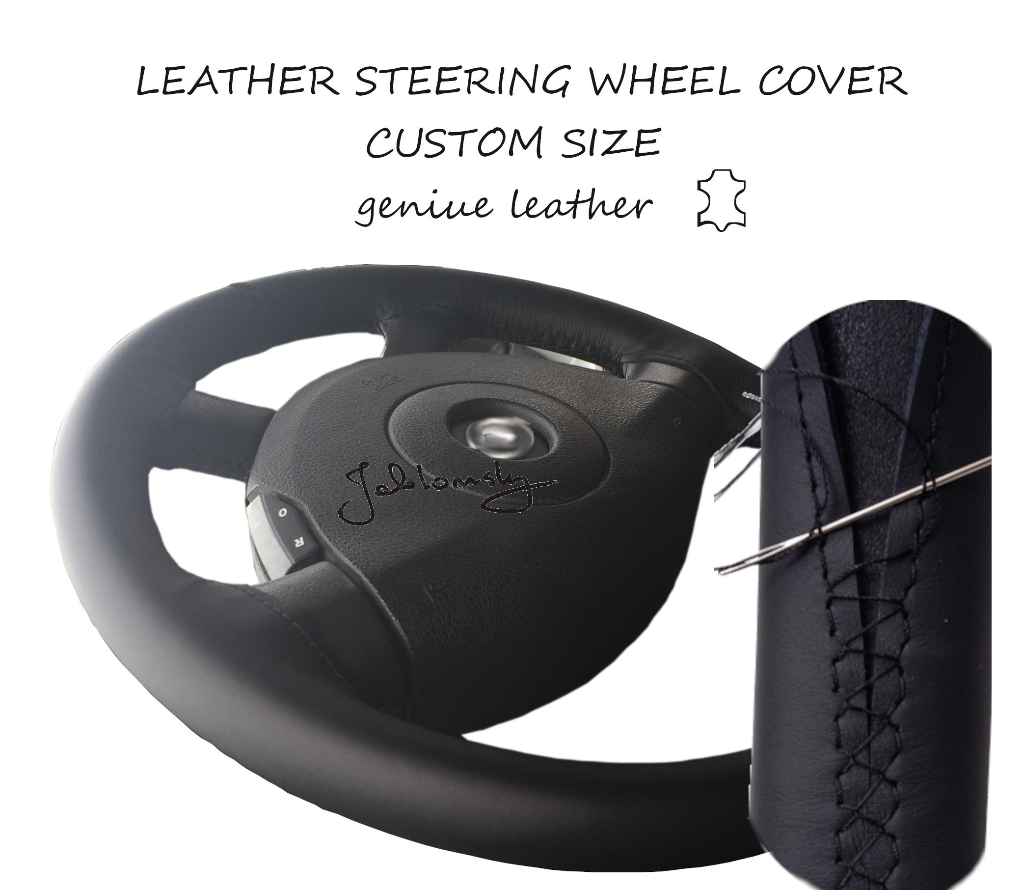 An application scenario or product detail of leather steering wheel cover custom - Image 9