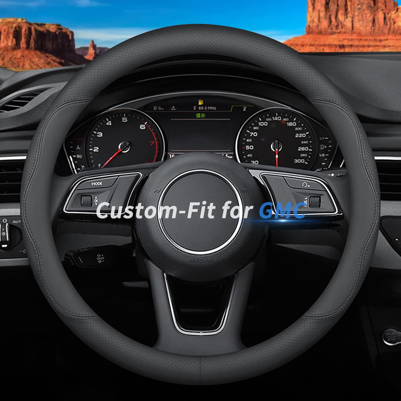 An application scenario or product detail of leather steering wheel cover custom - Image 12
