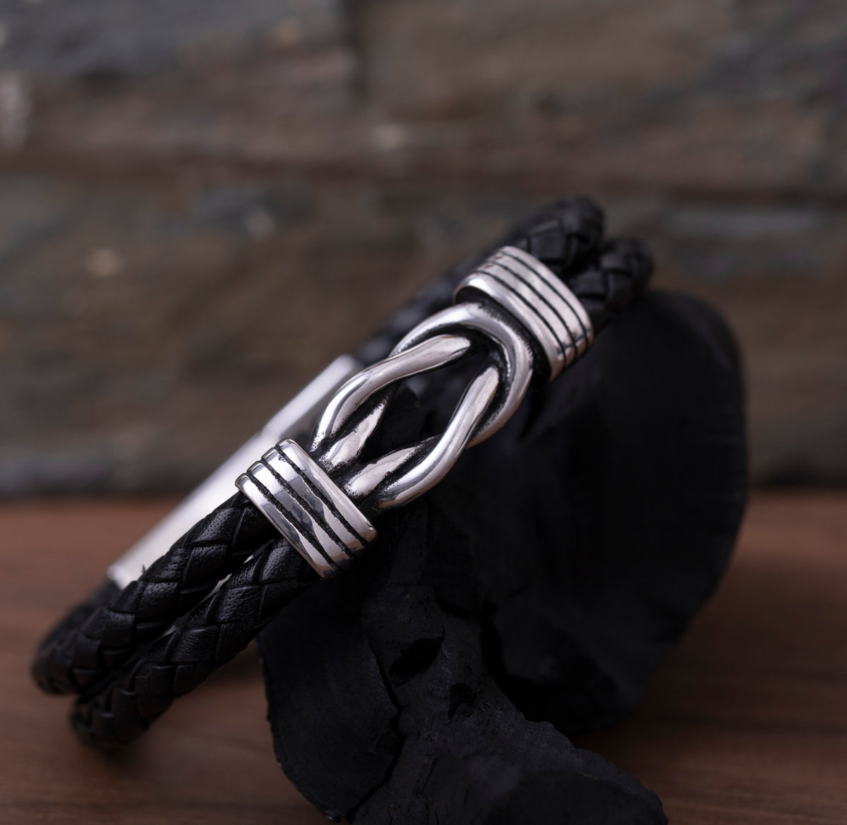An application scenario or product detail of mens custom leather bracelets - Image 2