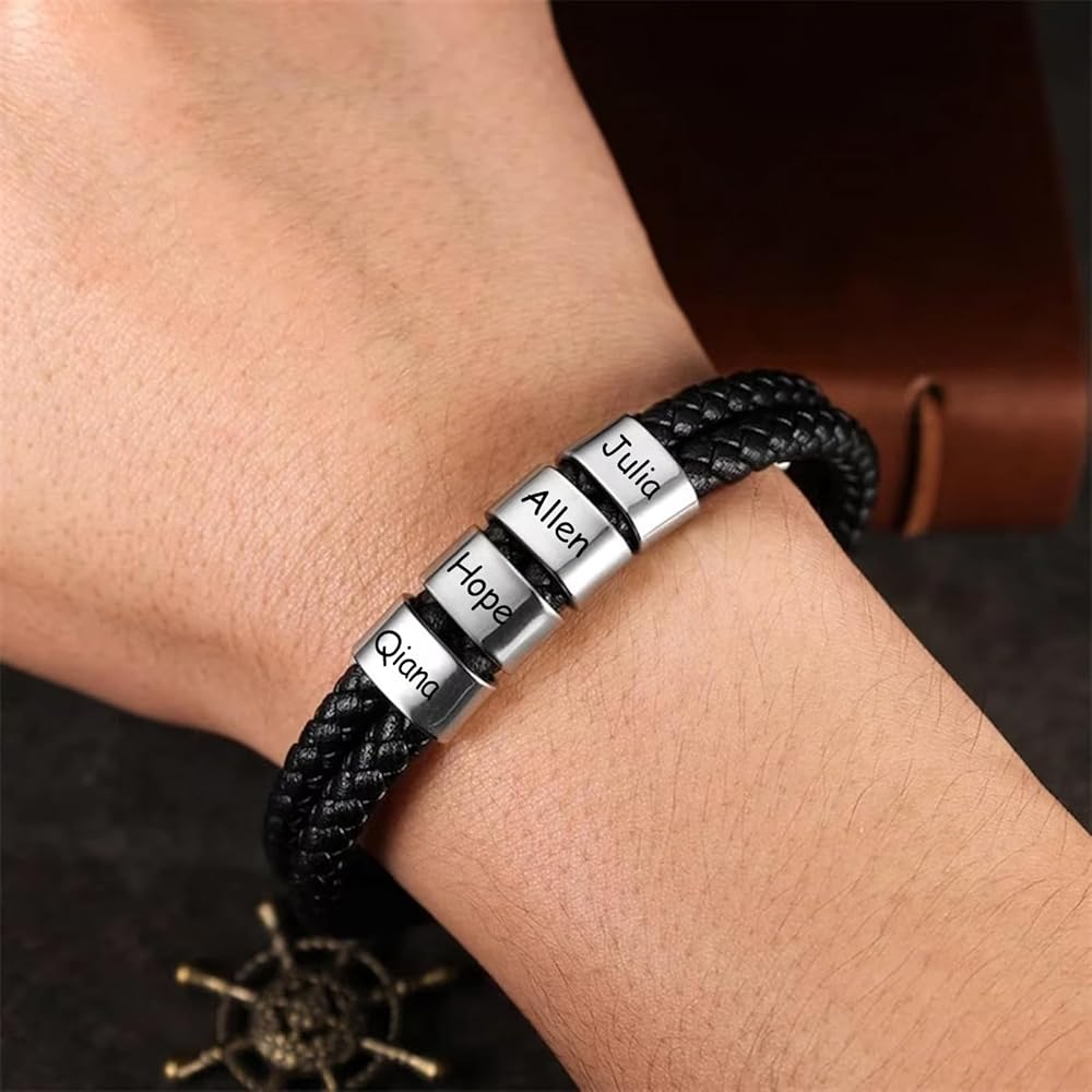 An application scenario or product detail of mens custom leather bracelets - Image 5
