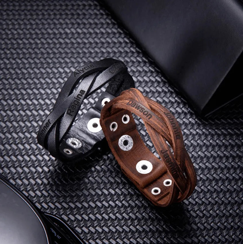 An application scenario or product detail of mens custom leather bracelets - Image 24