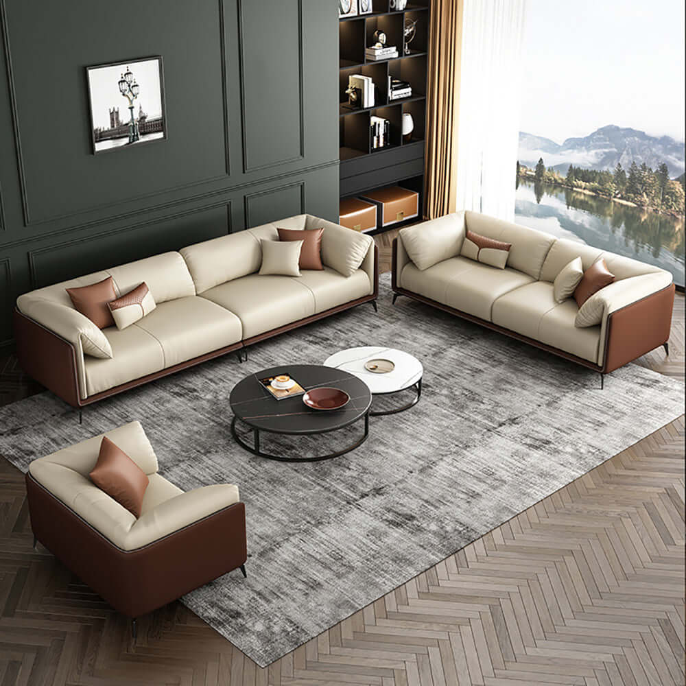 An application scenario or product detail of microfiber leather sofa - Image 1