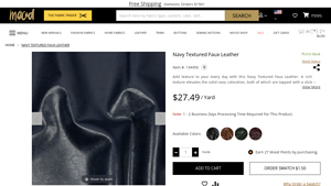 Mood Fabrics - Navy Textured Faux Leather