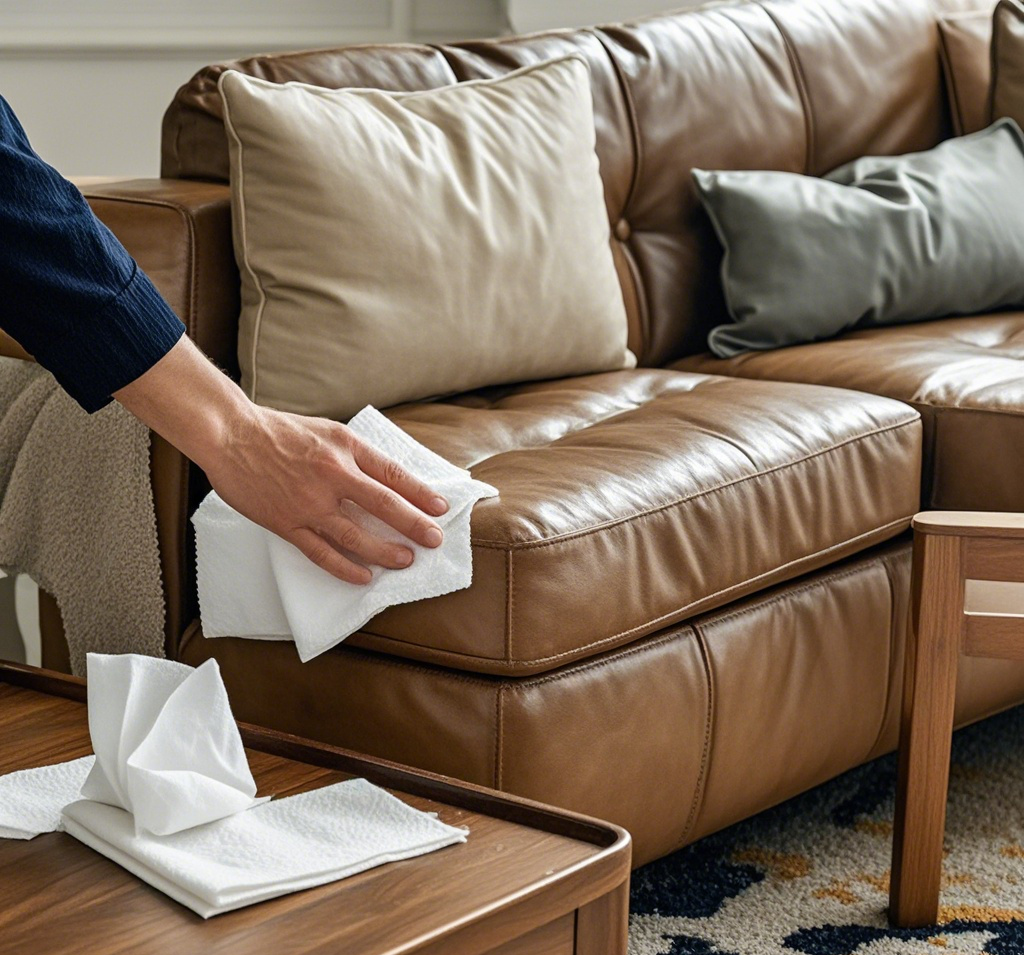 An application scenario or product detail of oil stain on leather sofa - Image 8
