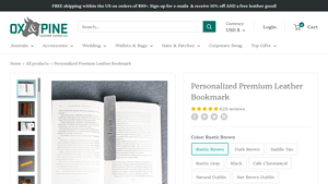Ox and Pine - Personalized Premium Leather Bookmark