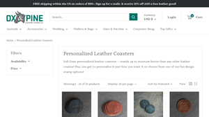Ox and Pine - Personalized Leather Coasters
