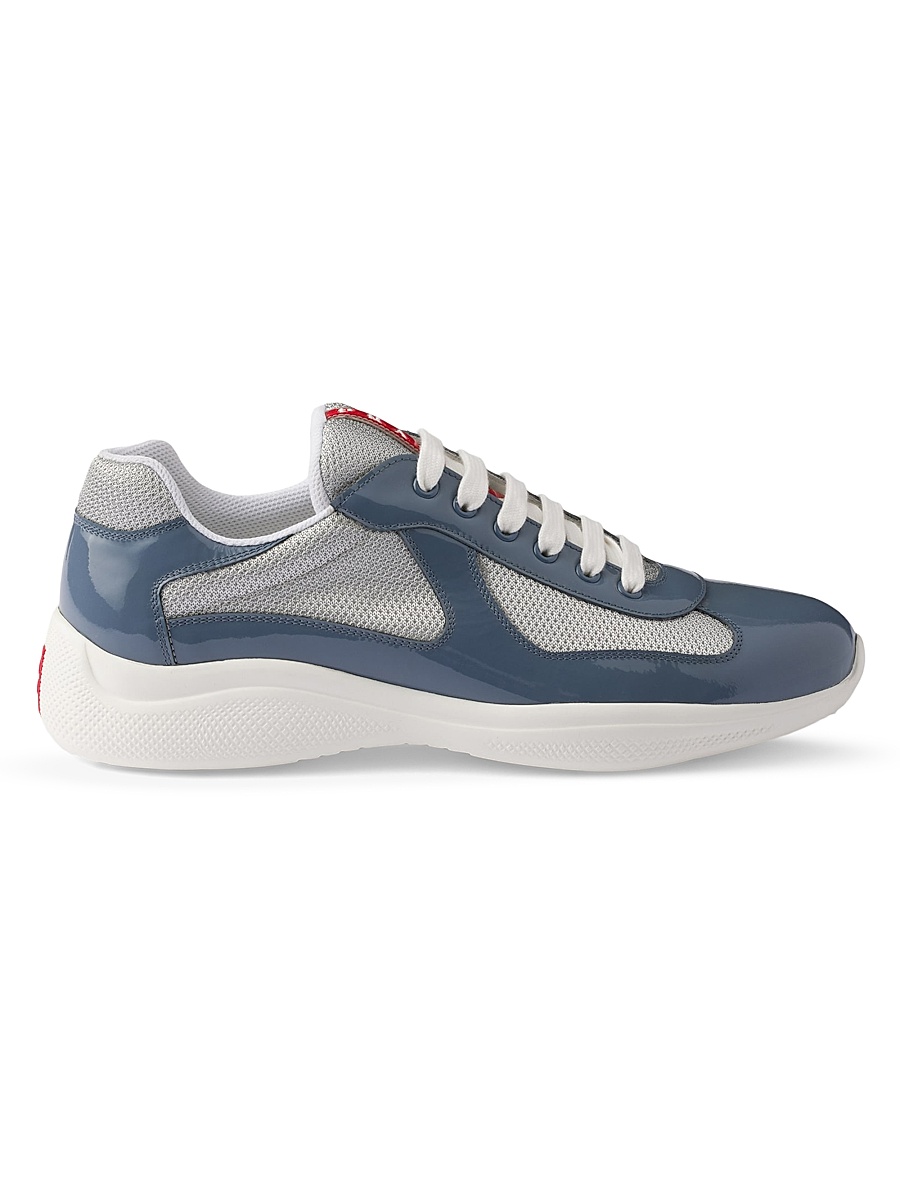An application scenario or product detail of patent leather and technical fabric prada america's cup sneakers - Image 3