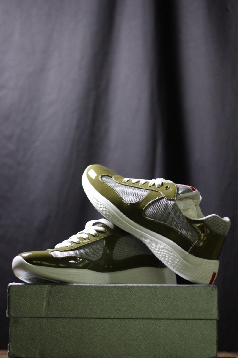 An application scenario or product detail of patent leather and technical fabric prada america's cup sneakers - Image 7