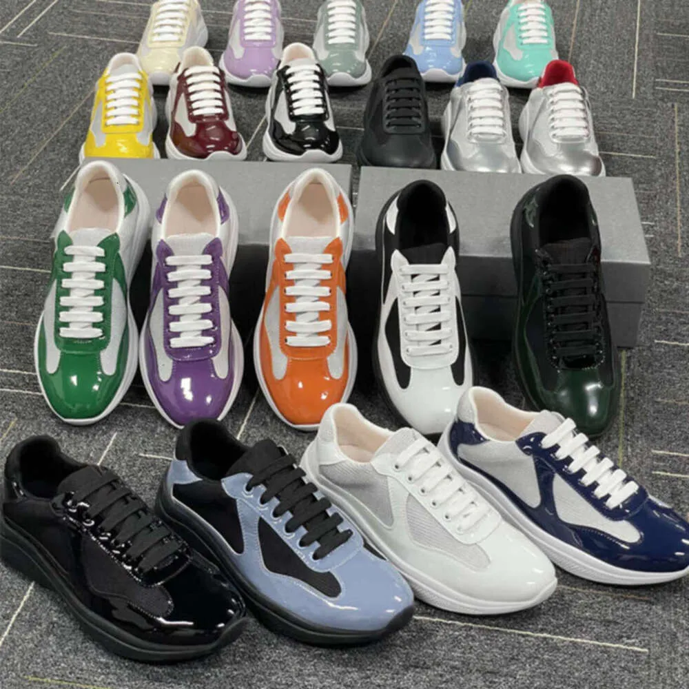 An application scenario or product detail of patent leather and technical fabric prada america's cup sneakers - Image 11