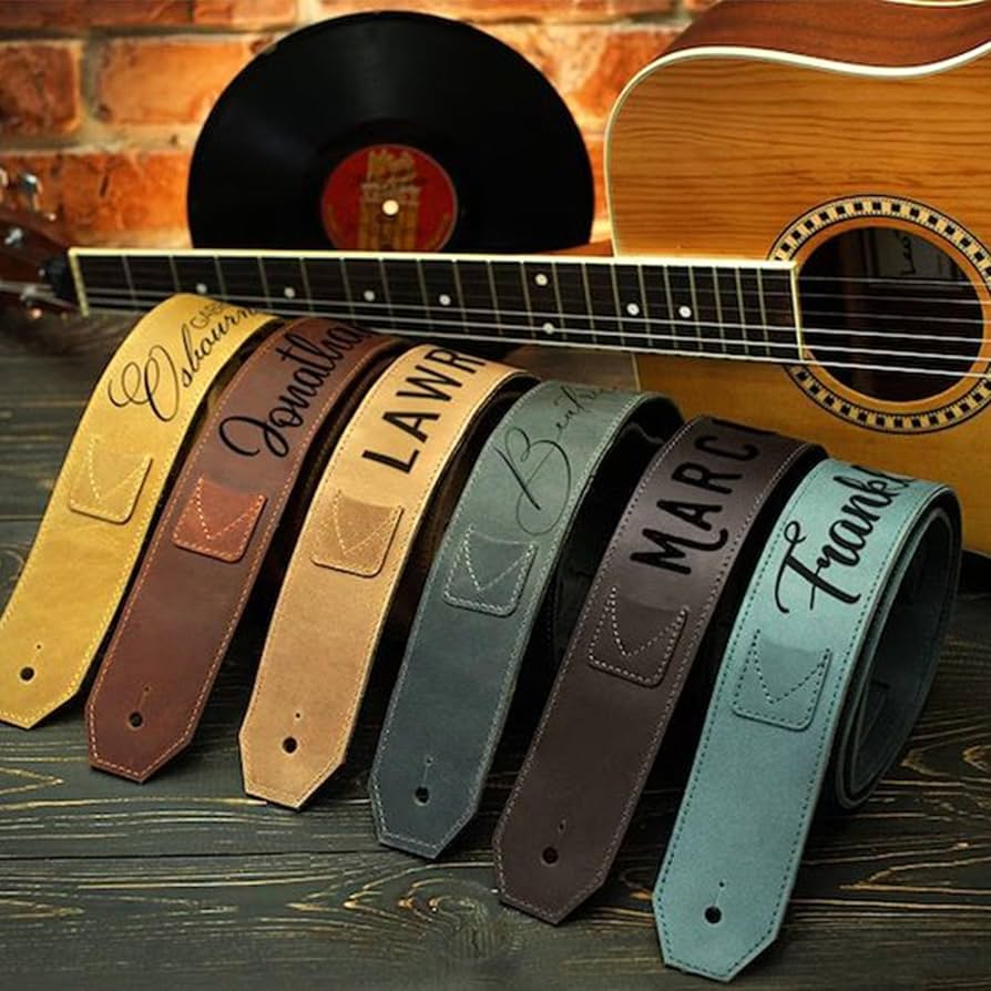 An application scenario or product detail of personalized custom leather guitar straps - Image 4