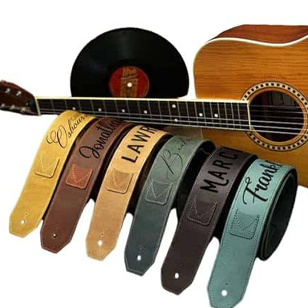 An application scenario or product detail of personalized custom leather guitar straps - Image 13