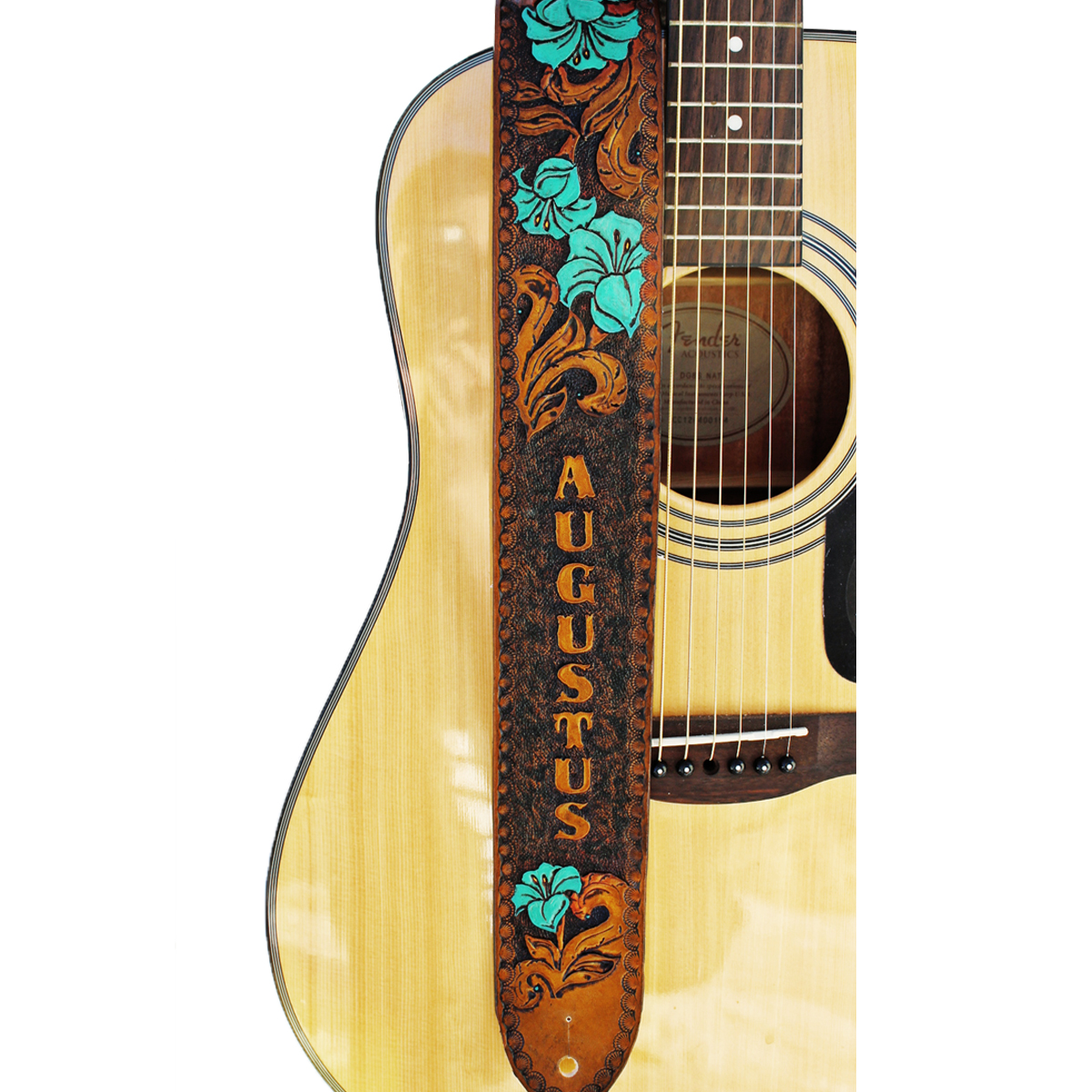 An application scenario or product detail of personalized custom leather guitar straps - Image 14