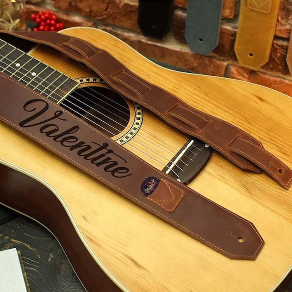 An application scenario or product detail of personalized custom leather guitar straps - Image 17
