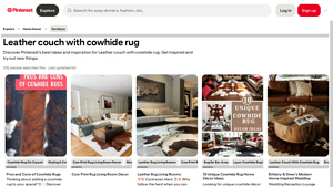 Pinterest - Cowhide Rug and Leather Couch Decor