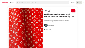 LV - Fashion Red and White Vinyl Leather Fabric