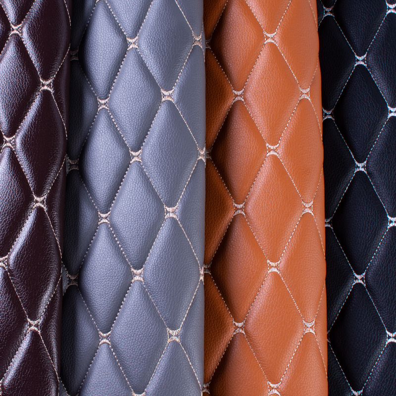 An application scenario or product detail of quilted leather fabric - Image 8