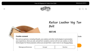 Railcar - Leather Veg Tan Belt