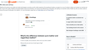 Reddit - Pure Leather vs. Vegan Leather