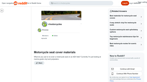 Reddit - Motorcycle Seat Recovery Tips