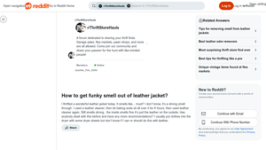 Reddit - Leather Jacket Odor Removal Tips