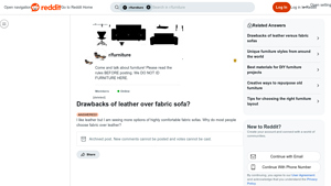 Reddit - Leather Sofas: Pros and Cons