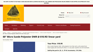 Seattle Fabrics - 60 Micro Suede Polyester DWR