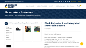Shoemakers Academy - Black Polyester Shoe Lining Mesh