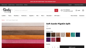 Tandy Leather - Suede Pigskin Fabric