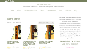 The Leather Smithy - Personalized Hand Painted Tan Leather Guitar Strap