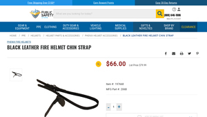 Phenix - Black Leather Fire Helmet Chin Strap