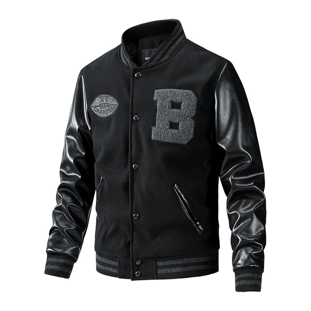 An application scenario or product detail of wholesale varsity jackets with leather sleeves - Image 17
