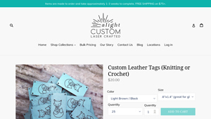 Alight Custom - Leather Tags for Knitting and Crochet