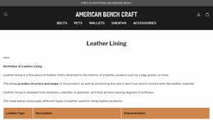 American Bench Craft - Leather Lining
