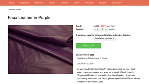 Billie's Designer Fabrics - Purple Faux Leather