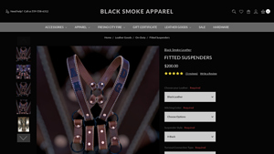 Black Smoke - Leather Fitted Suspenders