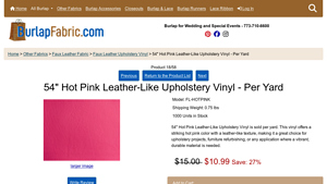 Burlap Fabric - 54 Hot Pink Leather-Like Upholstery Vinyl
