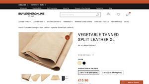 BuyLeatherOnline - Vegetable Tanned Split Leather XL