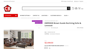 CB Furniture - EMPEROR Brown Suede Reclining Sofa & Loveseat