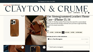 Clayton & Crume - The Monogrammed Leather Phone Case